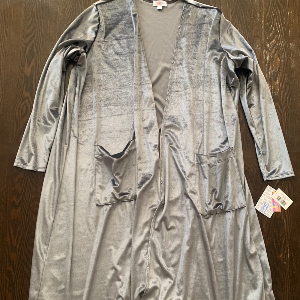 New w Tags XL grey velvet duster Cardigan LuLaRoe